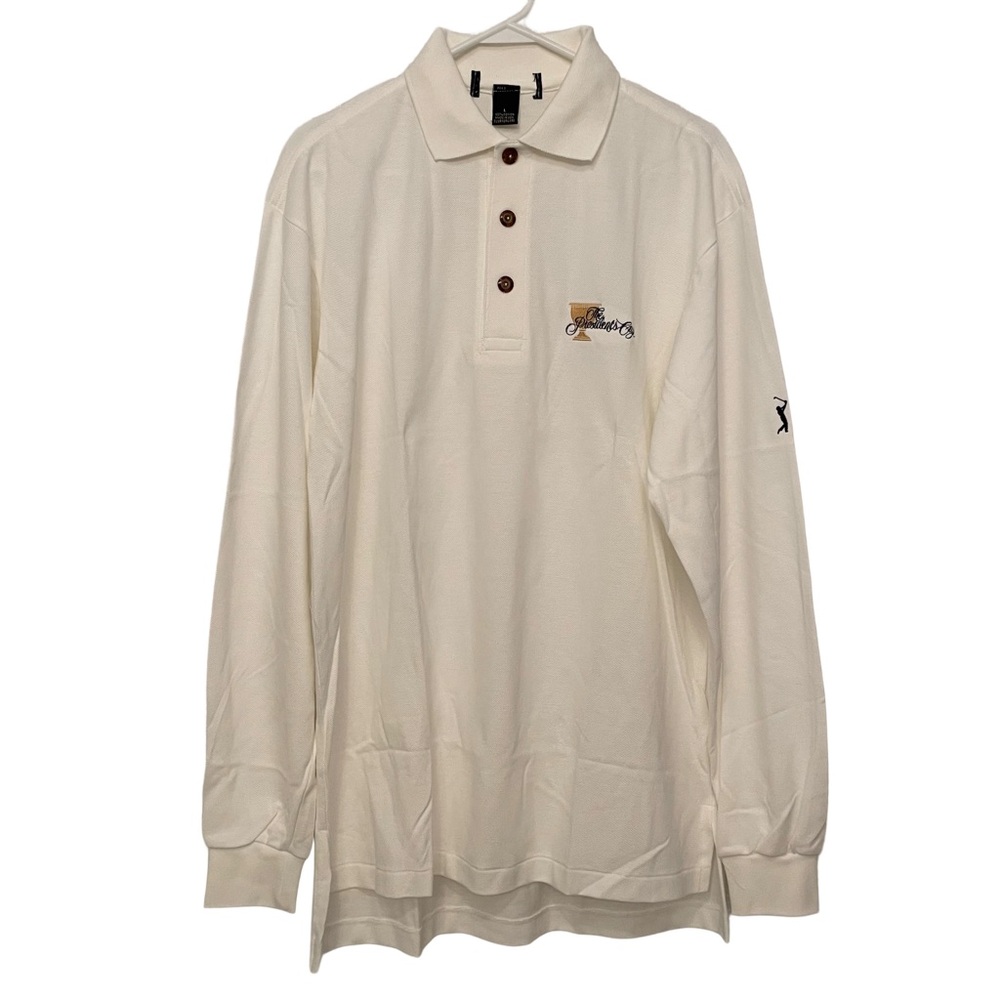 PGA Tour 2013 The Presidents Cup White Long Sleeve Polo Mens Large Made in USA